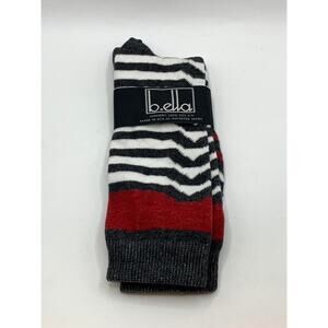B.ELLA Women's White-Black Heather Striped Betsy Knee High Socks SZ 9-11